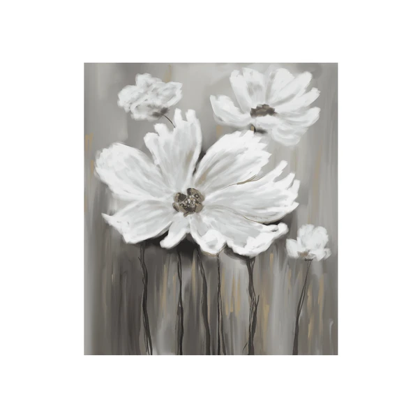 White Wildflowers Yağlı Boya Dokulu Tablo ürün görseli 1