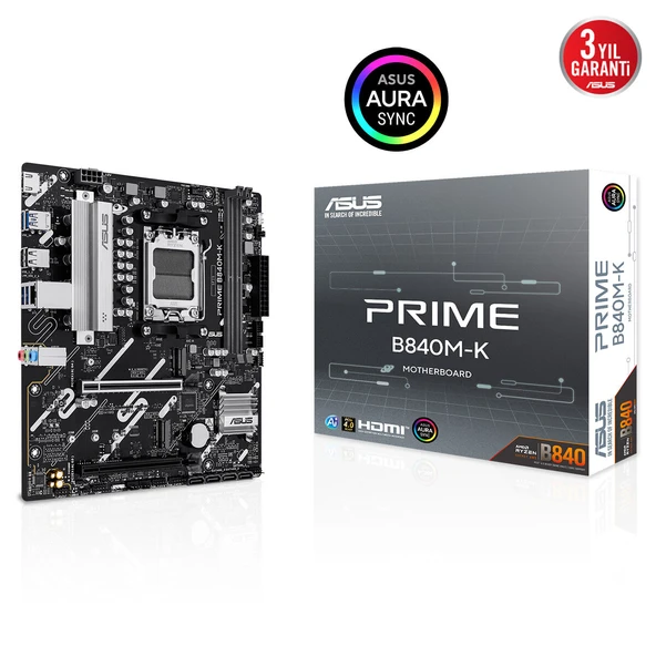 ASUS PRIME B840M-K DDR5 HDMI PCIE 4.0 AM5 mATX ürün görseli 1