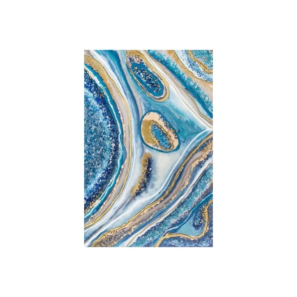 Blue Sparkle Yağlı Boya Dokulu Tablo - Resim 2