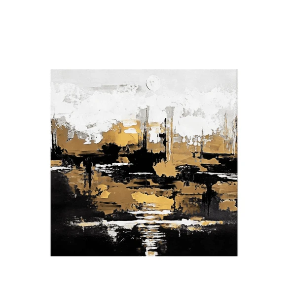 Abstract Black City Yağlı Boya Dokulu Tablo ürün görseli 1