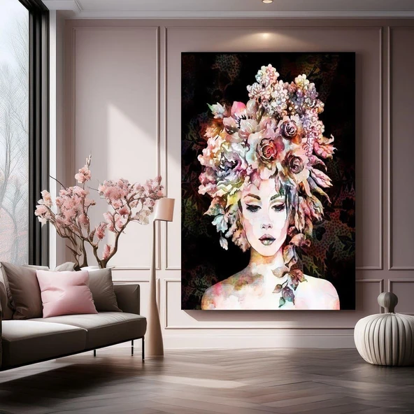 Flower Woman Yağlı Boya Dokulu Tablo ürün görseli 1