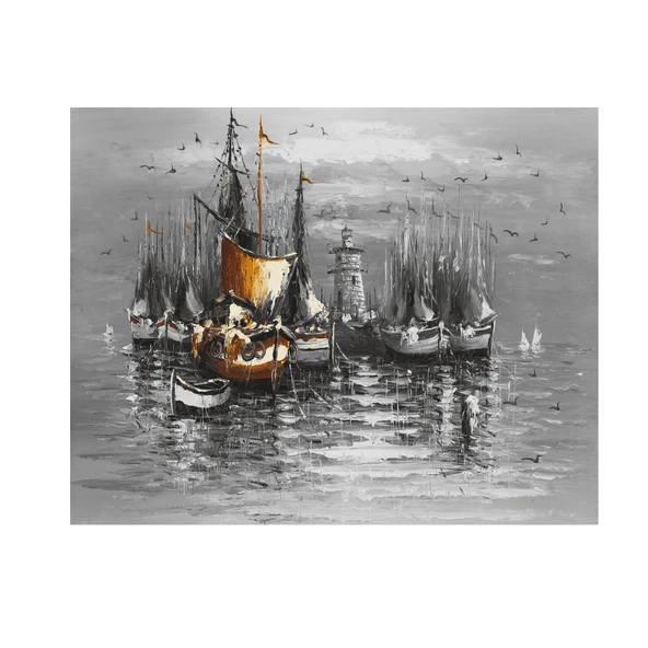 Pirate Ships Yağlı Boya Dokulu Tablo ürün görseli 1