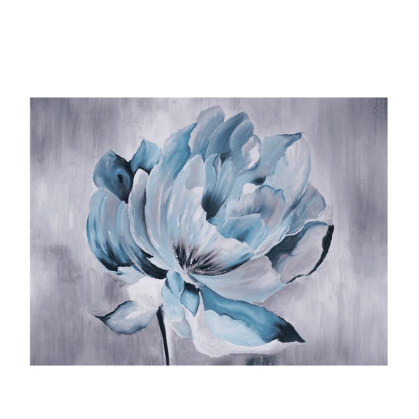 Unique Blue Flower Yağlı Boya Dokulu Tablo ürün görseli 1