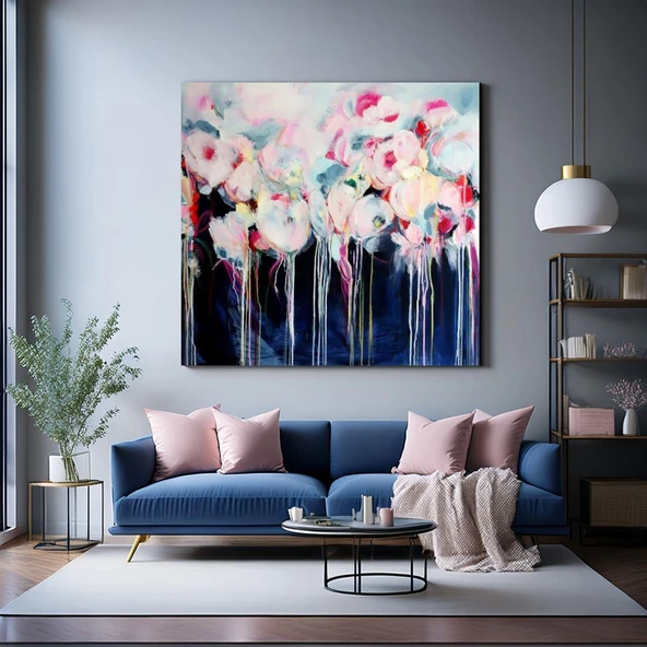 Abstract Melting Flowers Yağlı Boya Dokulu Tablo ürün görseli 1