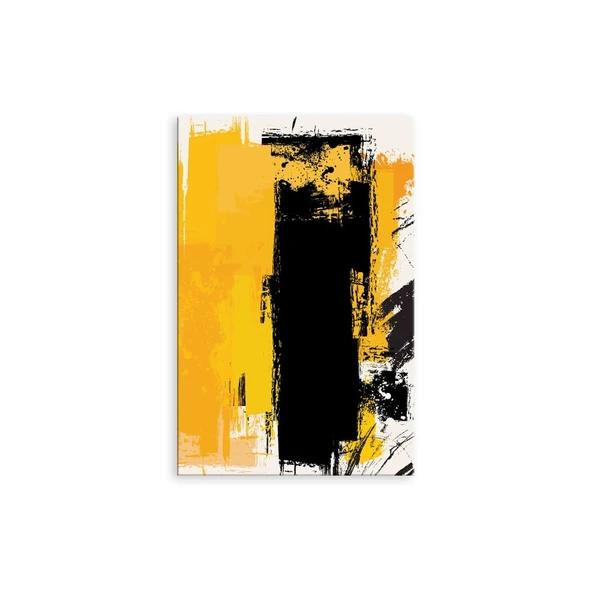 Yellow Black - Yağlı Boya Dokulu Tablo - Resim 2