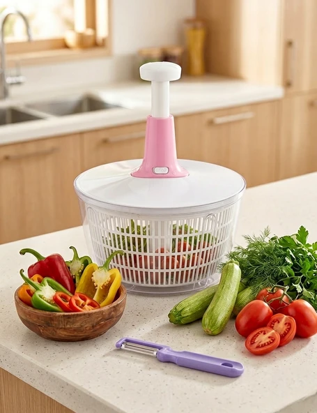 LUDIA 5Lt Geniş Hazneli Salata Kurutucu ve Ergonomik Sebze Soyacağı Set ürün görseli 1