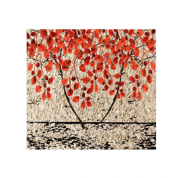 Red Branches Yağlı Boya Dokulu Tablo ürün görseli 1