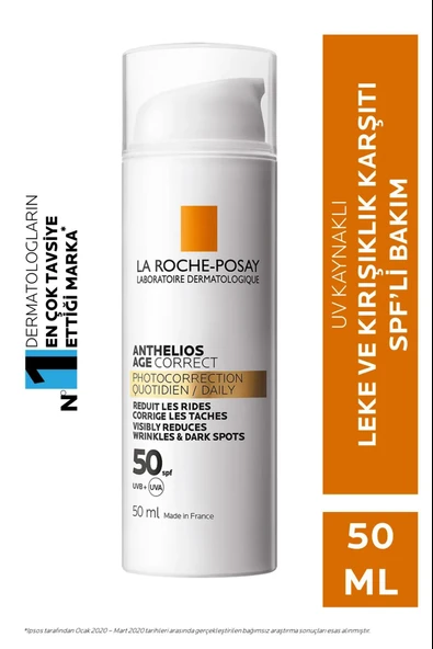 La Roche Posay Anthelios Age Correct SPF50+ Yaşlanma Karşıtı Yüz Güneş Kremi 50 ml ürün görseli 1
