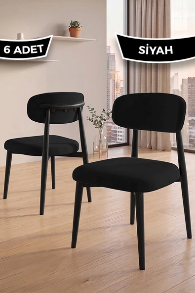 Nuvo Serisi 6 Adet Mutfak Sandalyesi Siyah Metal İskeletli 1. Sınıf Babyface Kumaş ürün görseli 1