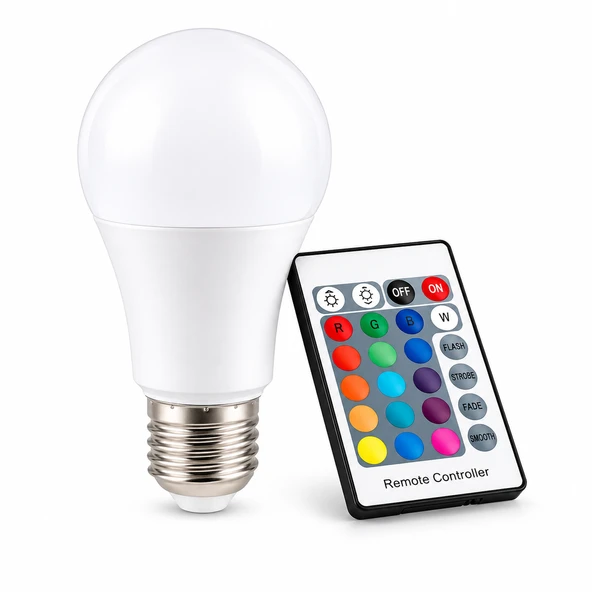 Cata CT-4058 9W RGB-W LED Ampul Uzaktan Kumandalı 64 Renk E27 Duy Renk Değiştiren LED Ampul 7 Metre Algılama Mesafeli ürün görseli 1