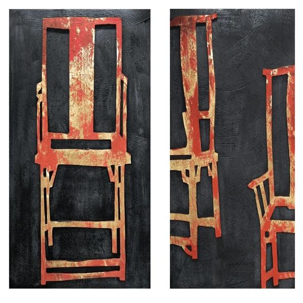 Chairs İkili Set Yağlı Boya Dokulu Tablo ürün görseli 1