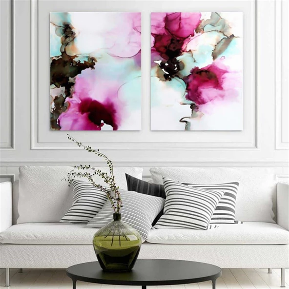 Abstract Akvarel İkili Set Yağlı Boya Dokulu Tablo ürün görseli 1
