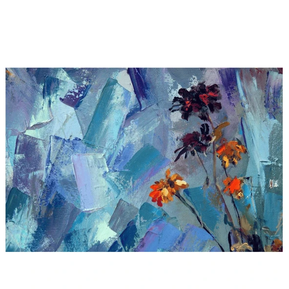 Abstract Fading Flowers Yağlı Boya Dokulu Tablo ürün görseli 1