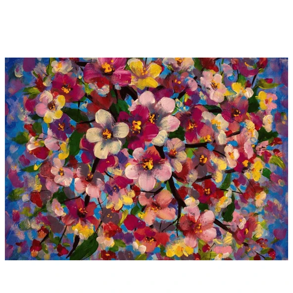 Spring Flowers Yağlı Boya Dokulu Tablo ürün görseli 1