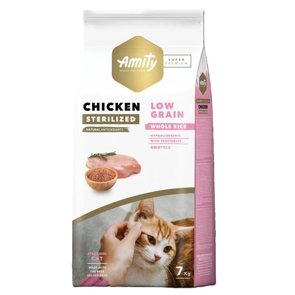Amity Super Premium Tavuklu Düşük Tahıllı Kısırlaştırılmış Yetişkin Kedi Maması 7 Kg ürün görseli 1