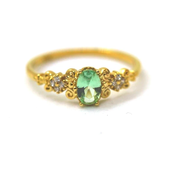 Carla Green Topaz Evlilik Teklifi Yüzüğü-Vintage Green Topaz Hediye 925 Ayar Gümüş Yüzük ürün görseli 1