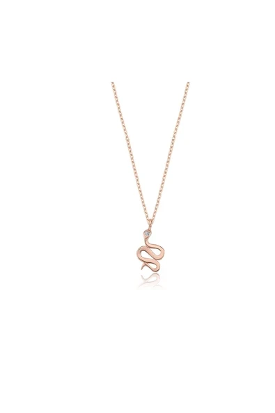Gümüş Kolye - Taşlı Yılan Gümüş Kolye - Resim 3