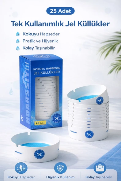 25 Adet Tek Kullanımlık Kül Tablası Kokusuz Taşınabilir Pratik Jel Küllük Seti Ofis Kafe Ev ürün görseli 1