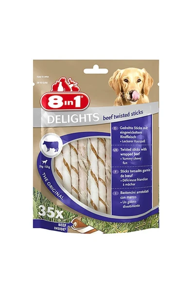 8IN1 Delights Burgu Çubuk Köpek Ödül Kemiği Sığır Etli (35li) 190gr ürün görseli 1
