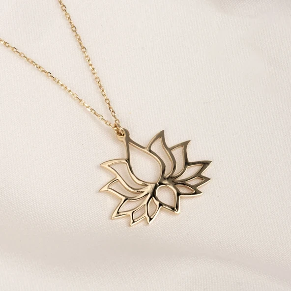 Altın Kolye - Lotus 14 Ayar Altın Kolye - Resim 3