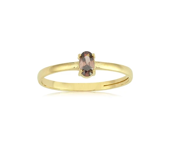 Gümüş Yüzük - 0.40 Karat Smoky Quartz Gümüş Tektaş Yüzük-Smoky Tektaş Hediyelik 925 Ayar Gümüş Yüzük ürün görseli 1