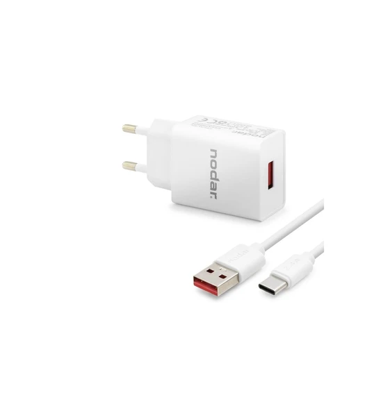 Nodar Type-C Hızlı Şarj Seti 12W 2.4A Usb Adaptörlü - Beyaz ND1005 ürün görseli 1