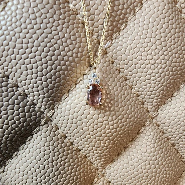 Gümüş Kolye - 1.05CT Zultanit 0.25CT Pırlanta (Signty) Doğal Taşlı Sade Tasarım 925 Ayar Gümüş Kolye ürün görseli 1
