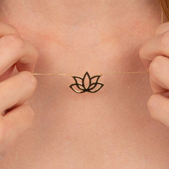 Altın Kolye - Lotus 14 Ayar Altın Kolye - Resim 3