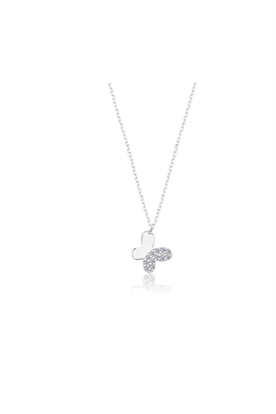 Altın Kolye - Taşlı Mini Kelebek 14 Ayar Altın Kolye ürün görseli 1