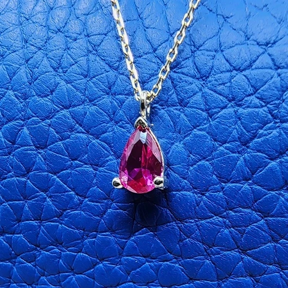 Gümüş Kolye - 0.25 Karat Ruby Pırlanta Montürü Nano Has Taşlı Hediye 925 Ayar Gümüş Kolye ürün görseli 1