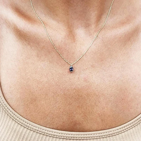 Gümüş Kolye - 0.50 CT Mistik Topaz Spor Stil 925 Ayar Gümüş Kolye-Doğal Taş Mistik Topaz Gümüş Kolye ürün görseli 1