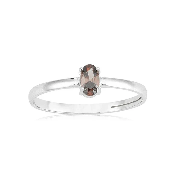 Tektaş Altın Yüzük - 14 Ayar Altın 0.40 Karat Smoky Quartz Taşlı Minimal Evlilik Teklifi Yüzüğü ürün görseli 1