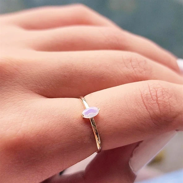 Gümüş Yüzük - 0.40 CT Pembe Ouartz Tektaş 925 Ayar Gümüş Yüzük - Hediyelik Tektaş Kadın Gümüş Yüzük ürün görseli 1
