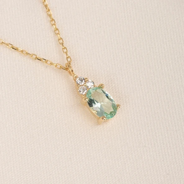 Altın Kolye - 1.50 Ct Nano Peridot Pırlanta Montürü Altın Kolye - Hediyelik Pırlanta Motürü Kolye ürün görseli 1