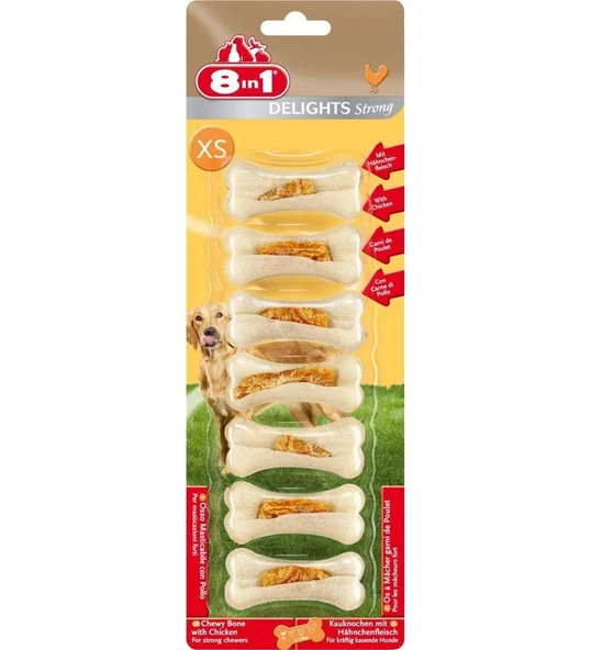 8IN1 Delights Strong Köpek Ödül Kemiği Tavuklu Xs 140gr ürün görseli 1