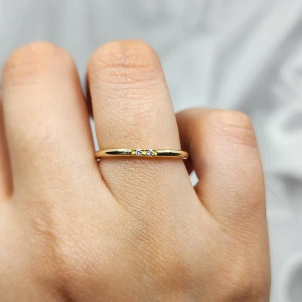 Gümüş Yüzük - Zirkon Taşlı 925 Ayar Gümüş Alyans Yüzük ürün görseli 1