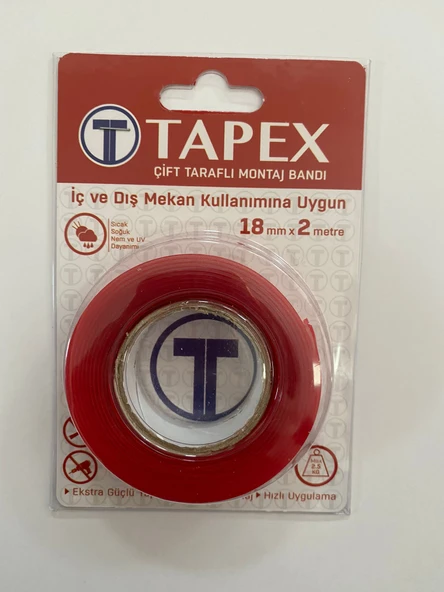 TAPEX ÇİFT TARAFLI ŞEFFAF MONTAJ BANDI 18 MMx2 MT ürün görseli 1