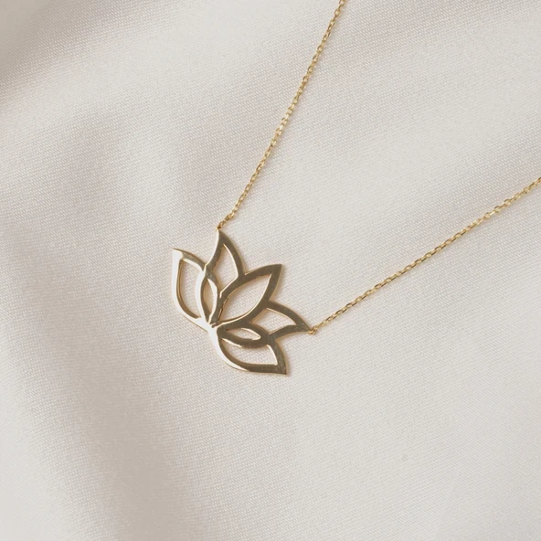 Altın Kolye - Lotus 14 Ayar Altın Kolye - Resim 4