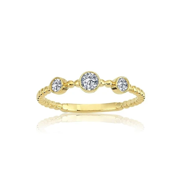 Tria Gümüş Yüzük - 925 Ayar Gümüş Güverseli Swarovski Taşlı Minimal Kadın Yüzük - Eşe Hediyelik ürün görseli 1