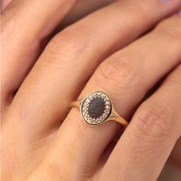 0.28 Ct Pırlanta (Signity) Taşlı Mühür Şovalye Yüzük-925 Ayar Mühür Hediye Gümüş Yüzük ürün görseli 1