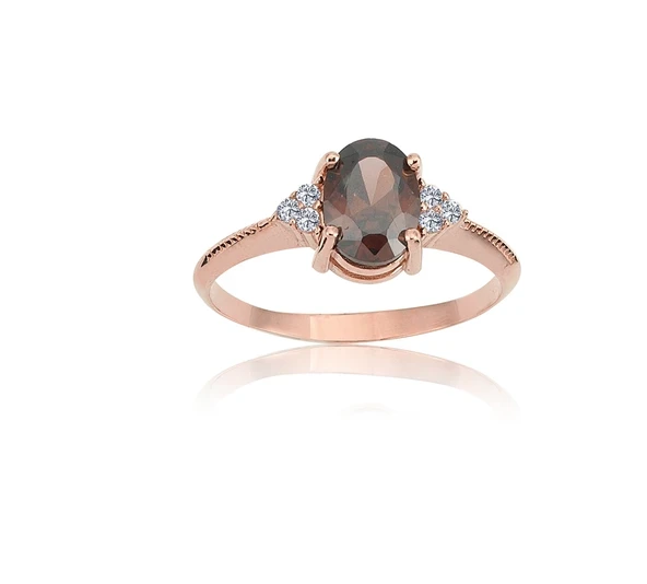 Gümüş Yüzük - 1.20 CT Smoky Taşlı Tektaş Evlilik Teklifi 925 Ayar Gümüş Yüzük-Tektaş Hediyelik Yüzük ürün görseli 1