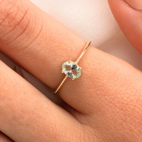Tektaş Altın Yüzük - 14 Ayar Altın 0.90 Karat Topaz Tek Taş Evlilik Teklifi Yüzüğü - Evlilik Yüzüğü ürün görseli 1