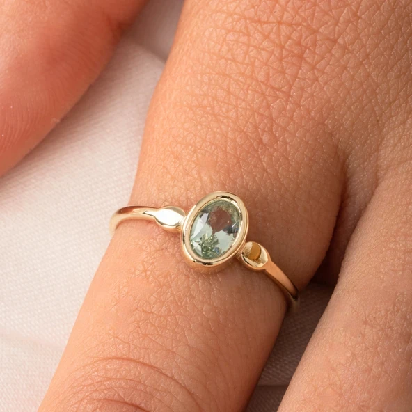 Tektaş Altın Yüzük - 14 Ayar Altın 0.90 Karat Topaz Taşlı Tek Taş Evlilik Teklifi Yüzüğü ürün görseli 1