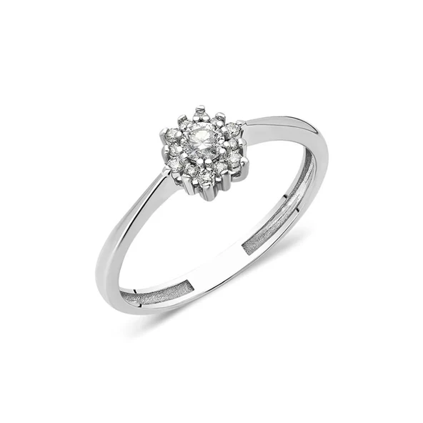 Tektaş Altın Yüzük - 14 Ayar Altın 0.50 Ct Gül Zirkon Taşlı Beyaz Altın Evlilik Teklifi Yüzüğü ürün görseli 1