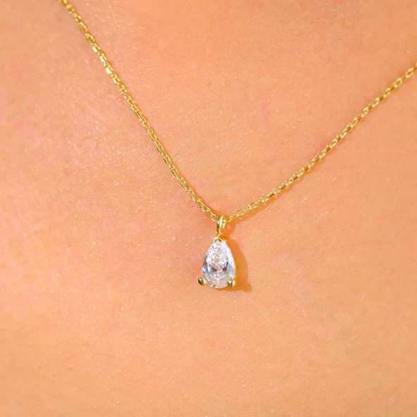 Gümüş Kolye - 0.25 Ct Signity Swarovski Pırlanta Montürü Nano Has Taşlı Hediye 925 Ayar Gümüş Kolye ürün görseli 1