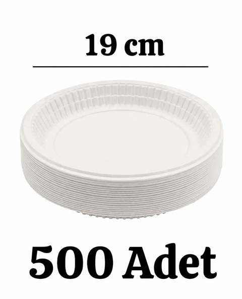 Plastik Tabak Kullan At Tabak 500'lü 19 Cm Beyaz Plastik Tabak ürün görseli 1