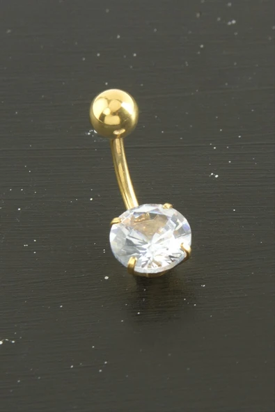 Yuvarlak Zirkon Taşlı Çelik Piercing 1 Adet ürün görseli 1