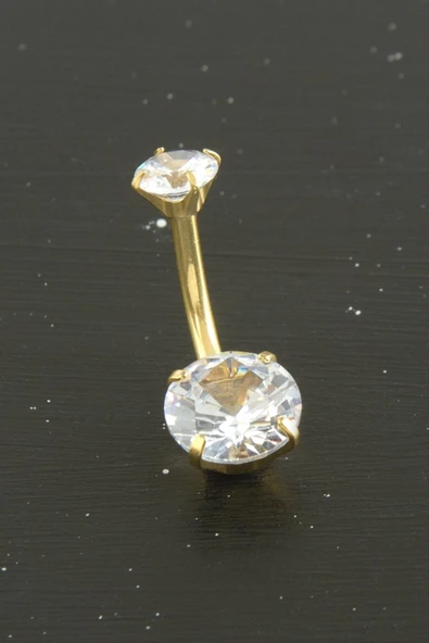 Yuvarlak Zirkon Taşlı Çelik Piercing 1 Adet ürün görseli 1