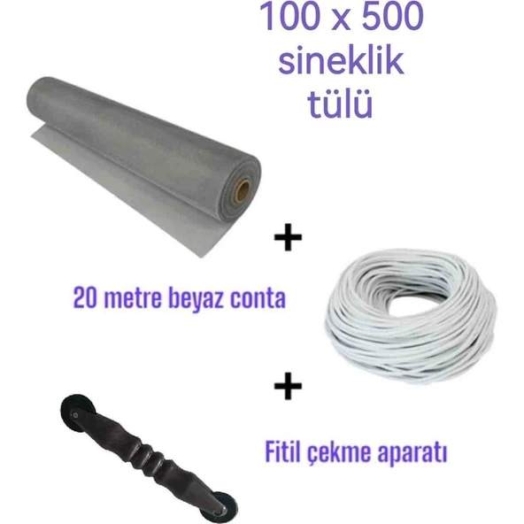 Netpen 3'Lü Sineklik Seti 500X100 Cm Tül, 20 Mt. Beyaz Conta, Fitil Çekme Aparatı ürün görseli 1
