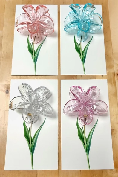 100 Adet Şeffaf Renkli Lotus Toka 8 cm Kına Seti ürün görseli 1